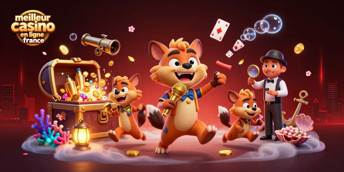 Illustration dynamique du meilleur casino en ligne en France, avec des hyènes en animation comique.