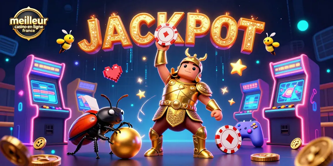 Le meilleur casino en ligne France révèle un héros en armure dorée célébrant un jackpot.