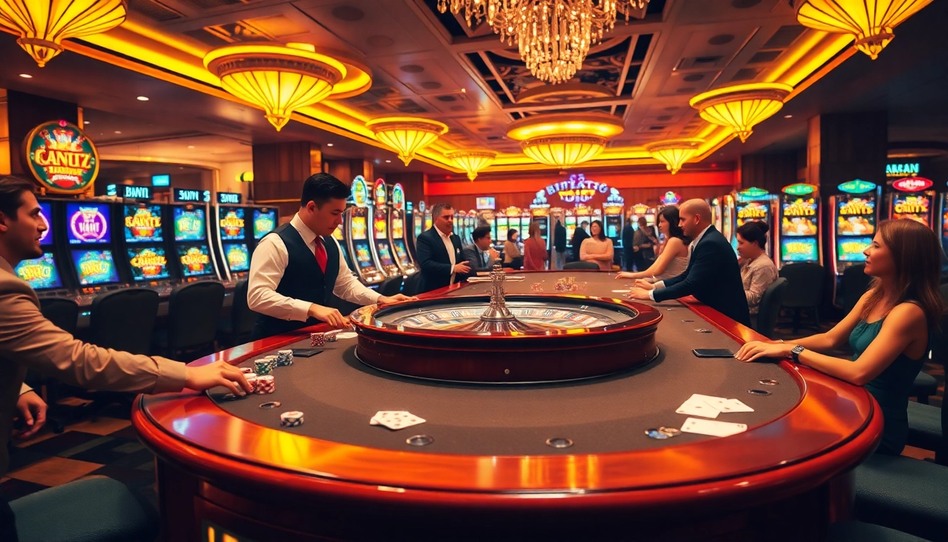 Engaging scene from a casino showcasing birutoto table games with vibrant poker chips.