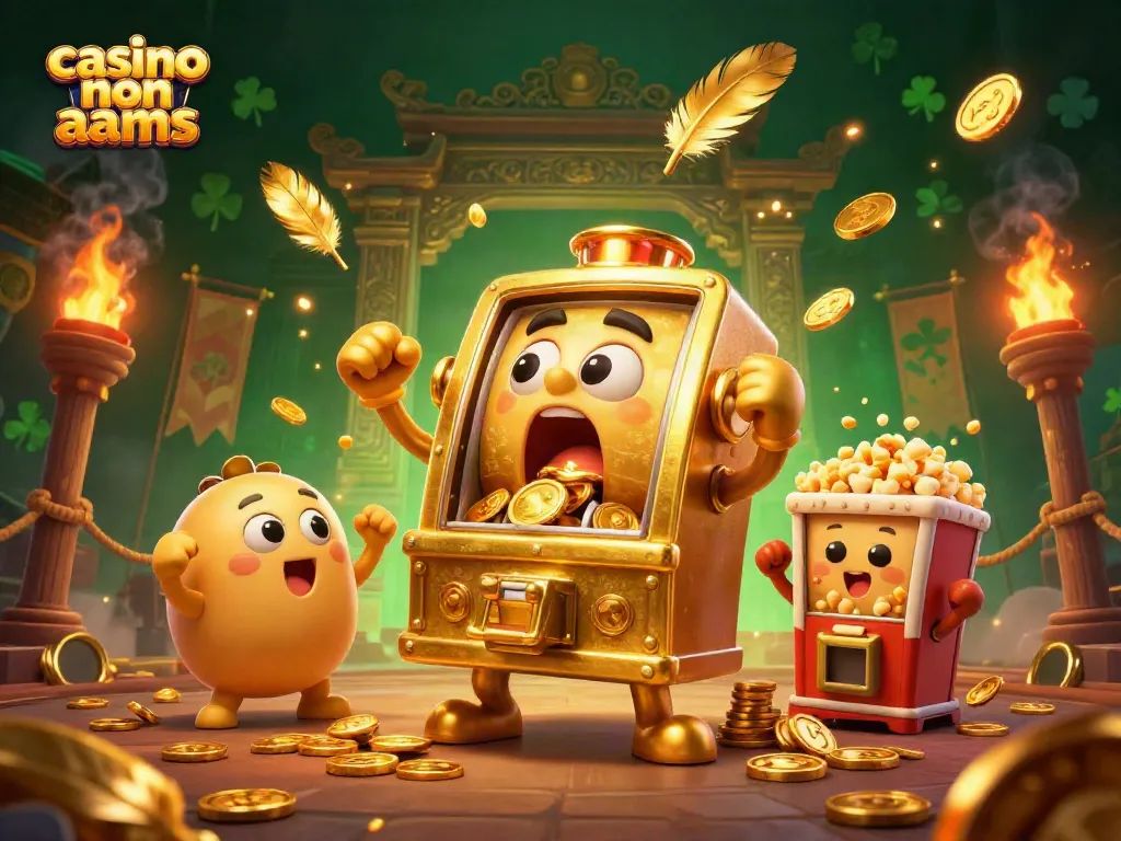 Slot machine dorata che esplode di monete in un casinò non AAMS