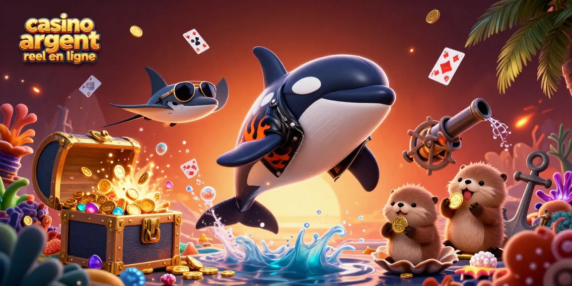 Jouez avec le casino argent réel en ligne entouré d'animaux marins collectant des pièces d'or.