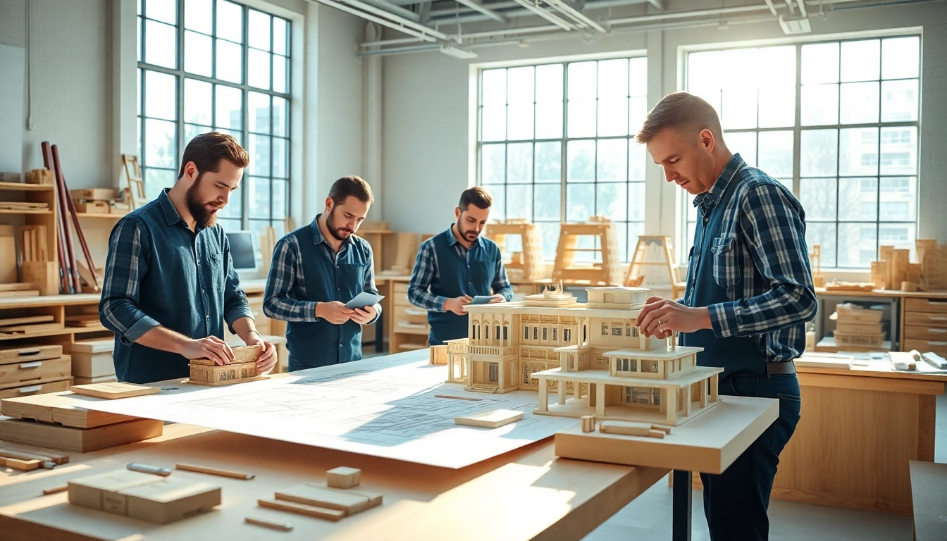 Architekturmodellbau Dortmund: Fachleute erstellen präzise Modelle in einer modernen Werkstatt.