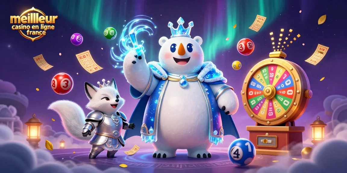 Lancez des boules de loterie avec le meilleur casino en ligne France, illustré par un ours polaire royal et un renard en armure.