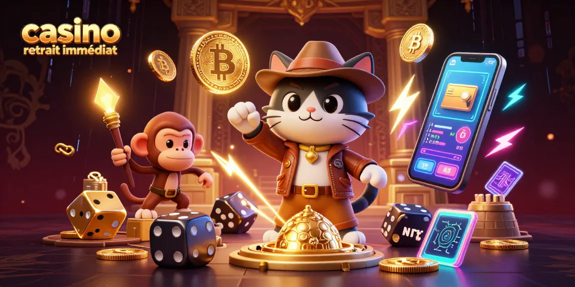 Débloquez des gains instantanés avec casino retrait immédiat dans une scène dynamique illustrée.