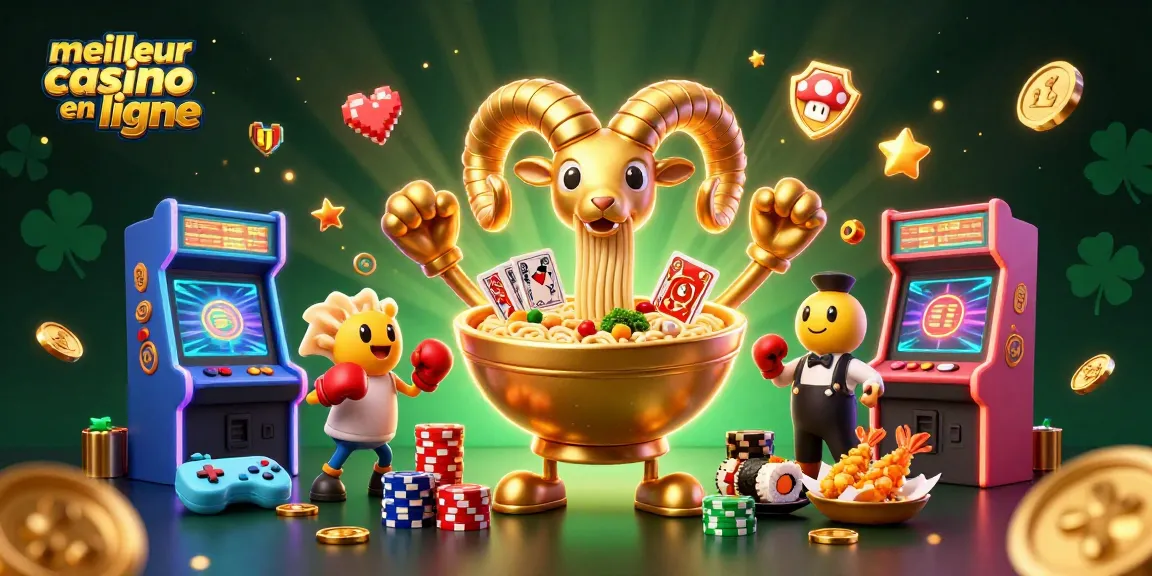 Découvrez le meilleur casino en ligne avec un personnage en bol de ramen et des jeux colorés.