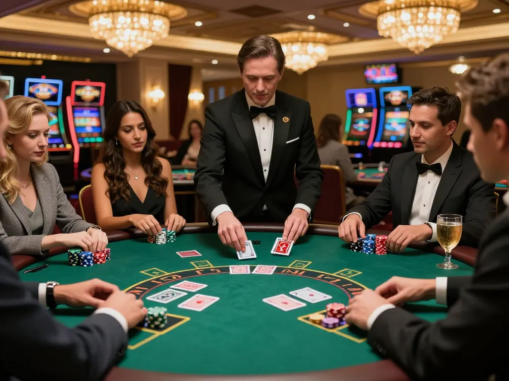 Players strategizing at the blackjack table during intense gameplay with g28-t1 atmosphere