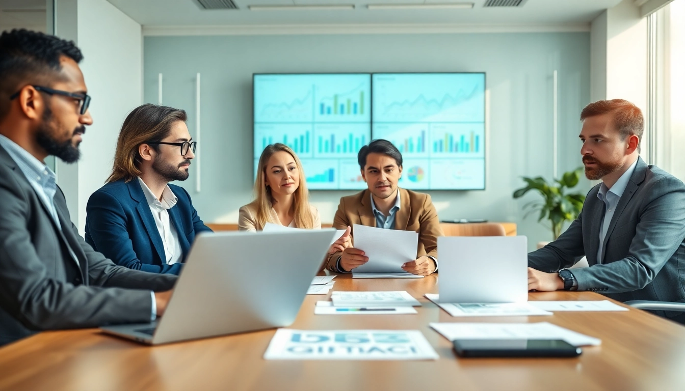 Discussing Federal and State contracts in a professional office environment.