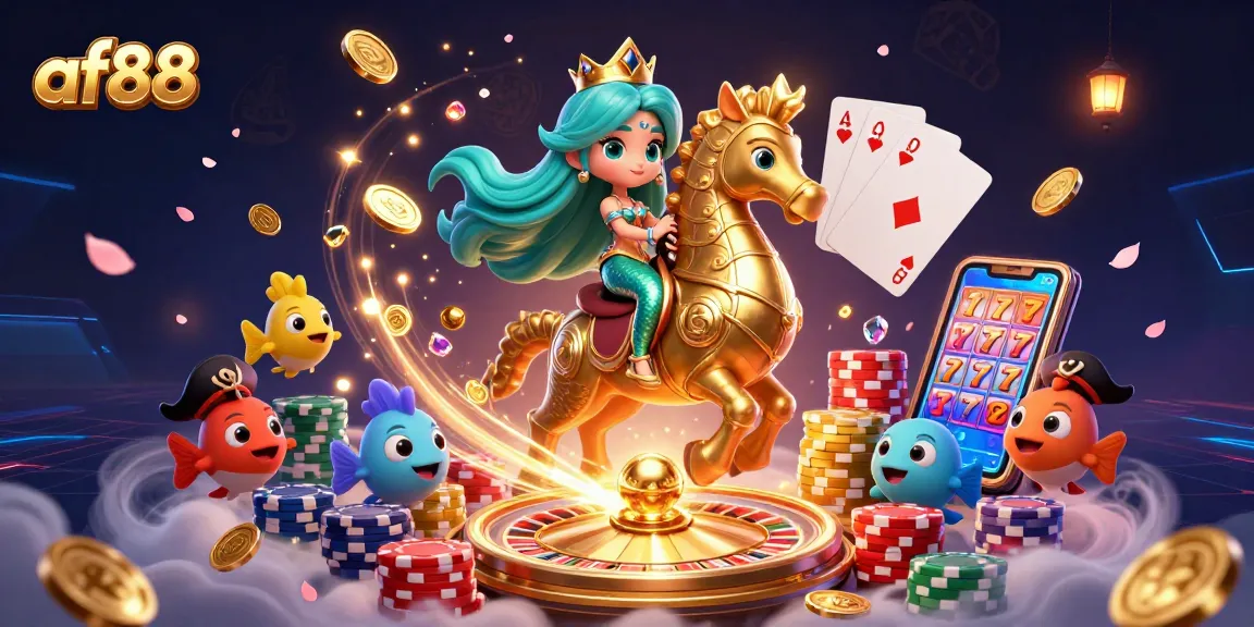 Experience exciting gameplay at af88 with vibrant casino elements and engaging characters in a whimsical underwater scene.