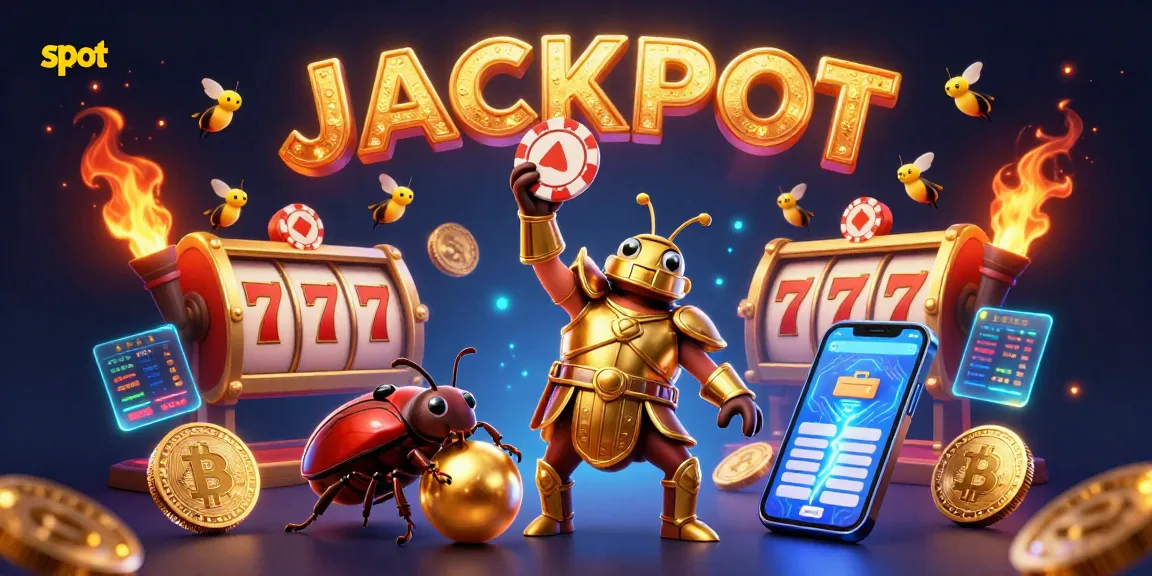 Spin and win with engaging slot games surrounded by vibrant characters and casino elements.