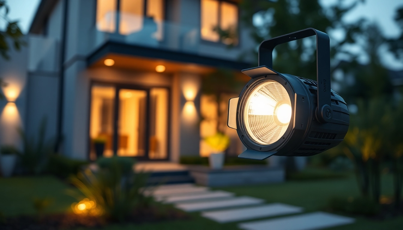 Led straler verlicht prachtig een tuin in de schemering.