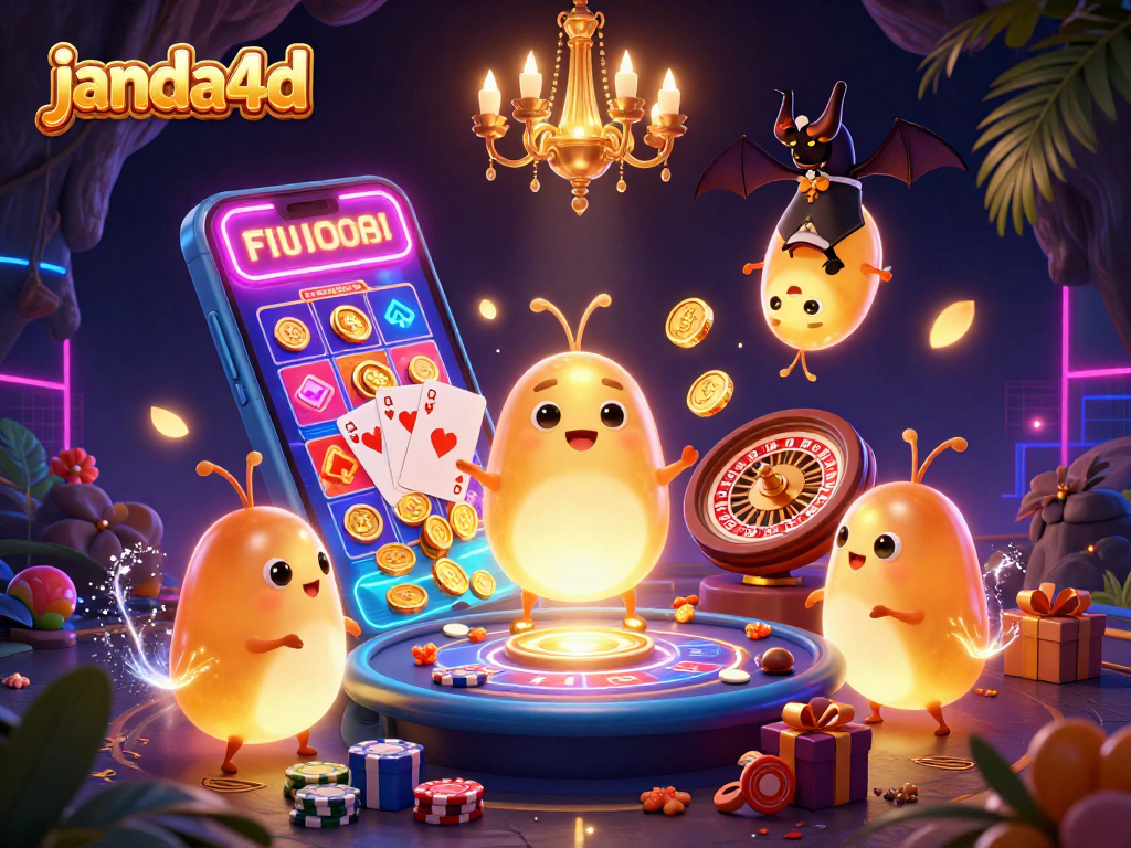 JANDA4D menghadirkan pengalaman bermain slot online dengan karakter unik di kasino gua bercahaya.