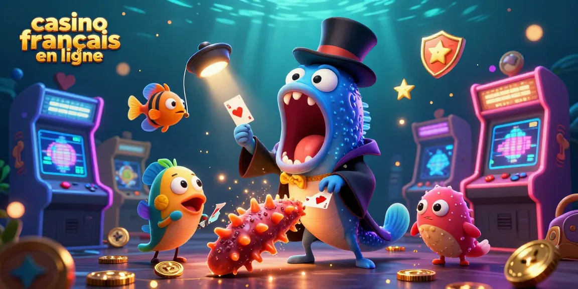 Plongez dans l'univers du casino français en ligne avec une illustration captivante d'animaux marins.