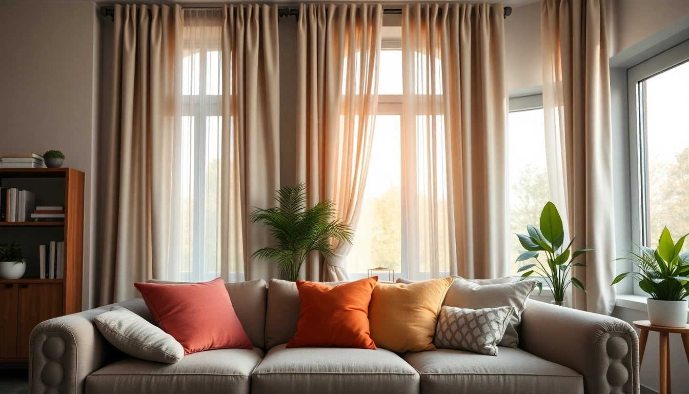 Verduisterende gordijnen transformeren een woonkamer met een rustige en stijlvolle ambiance.