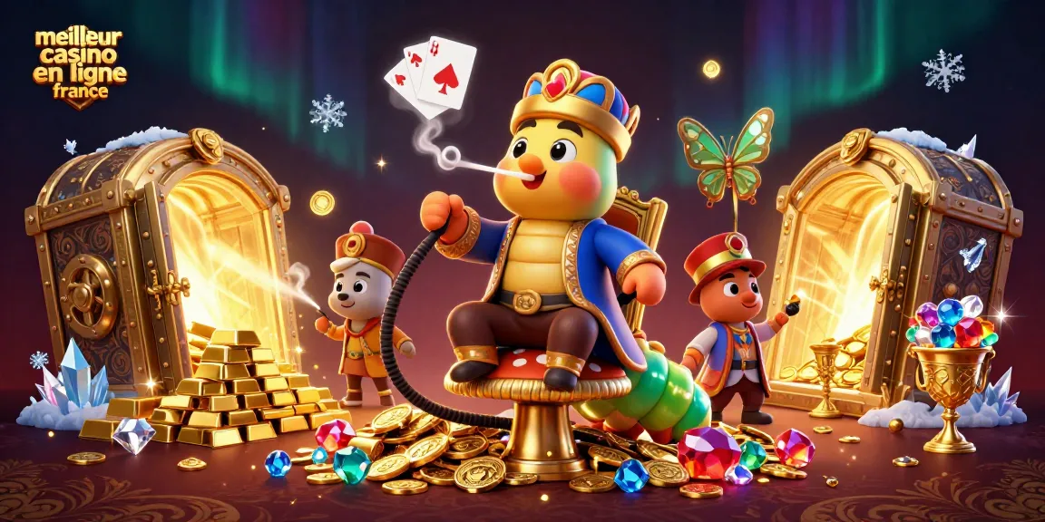 Illustration colorée représentant le meilleur casino en ligne France avec des éléments de jeux de hasard et de chance.
