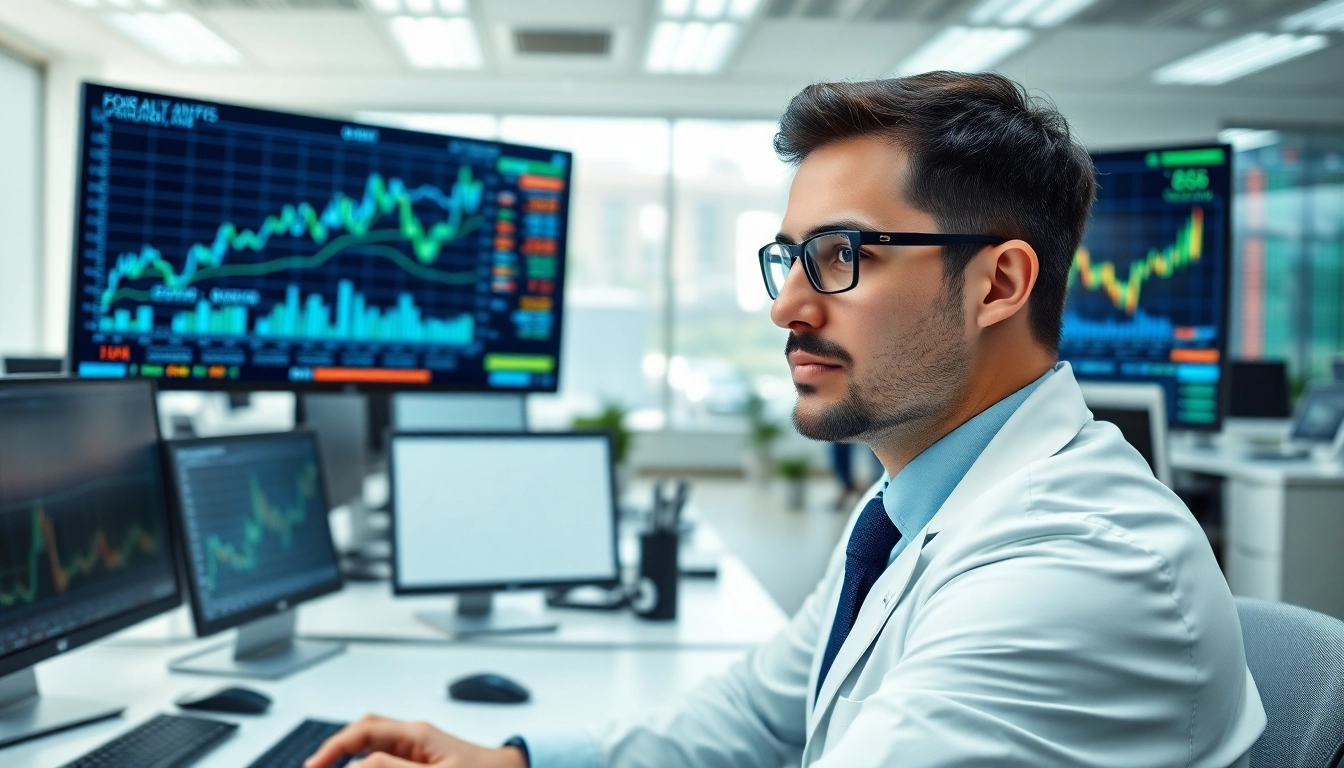 Monitor the CB stock price in a professional setting with financial analyst on screens.