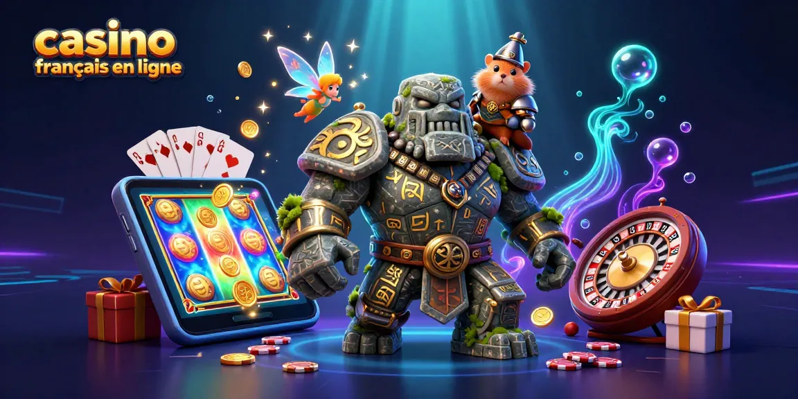 Visitez un casino français en ligne avec un golem magique, un hamster chevalier, et des éléments de jeux captivants.