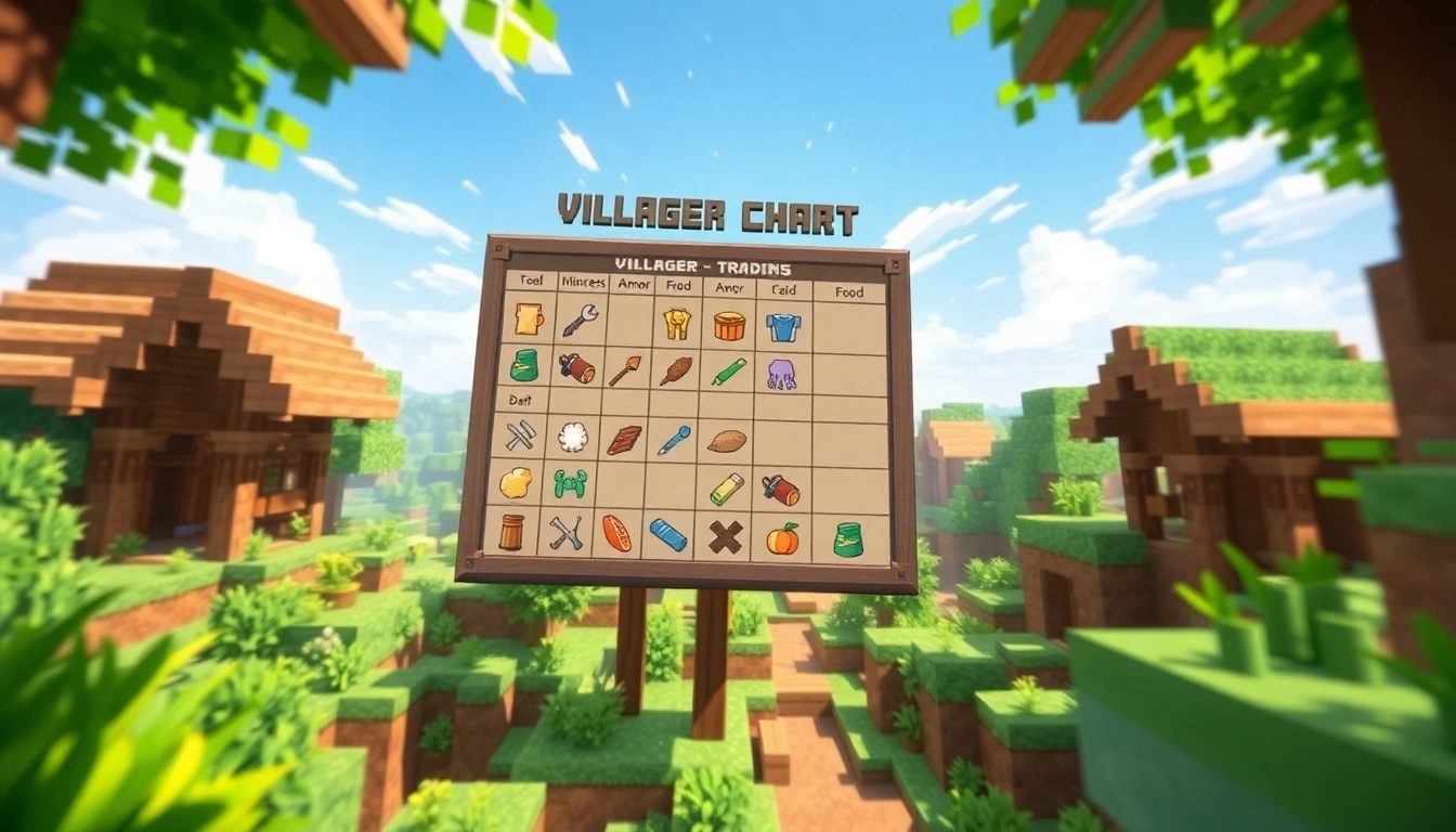 Visual representation of the villager trading chart with clear trade icons, enhancing trading strategies.