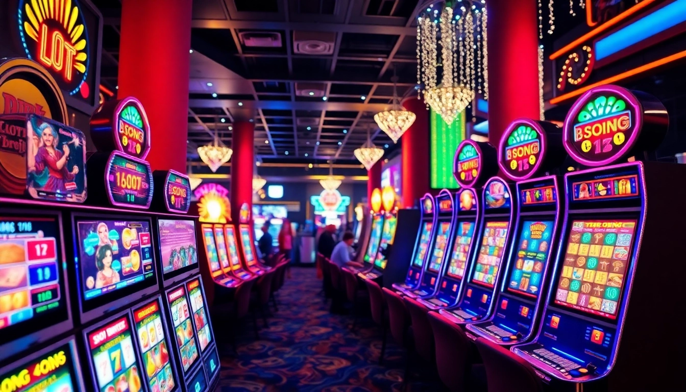 Experience the thrill of slot88 online gaming in a colorful casino atmosphere filled with vibrant slot machines.