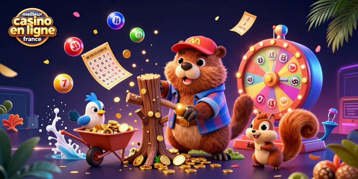 Profitez de l'expérience du meilleur casino en ligne France avec une illustration animée de jeux d'argent colorés et engageants.