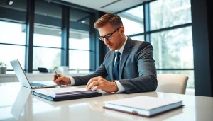 Contract drafting services India by a professional lawyer in a modern office setting.