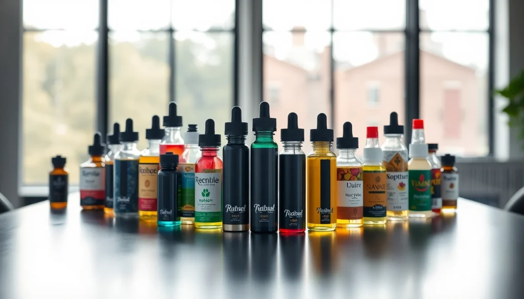 Vape ohne nikotin in a colorful arrangement on a sleek table highlighting various flavors.