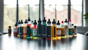 Vape ohne nikotin in a colorful arrangement on a sleek table highlighting various flavors.