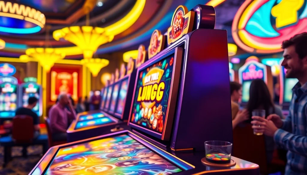 Menghadirkan keseruan Unogg slot game dengan mesin slot berwarna cerah dan pemain antusias.