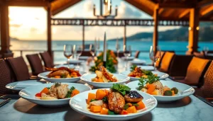 Experience exquisite cuisine from a Private chef St Martin, featuring beautifully plated gourmet seafood dishes.
