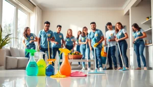 Skilled team providing thorough Cleaning Service in a well-lit home environment.