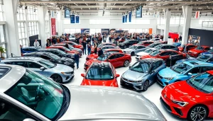 View of an exciting auto cars show showcasing a variety of vehicles on display.