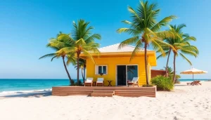 Visit a charming coastal cabana with outdoor amenities and stunning beach views.