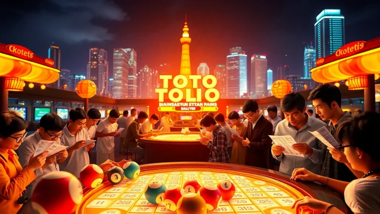 Toto togel menarik dengan pemain aktif di meja warna-warni saat bermain lotere.