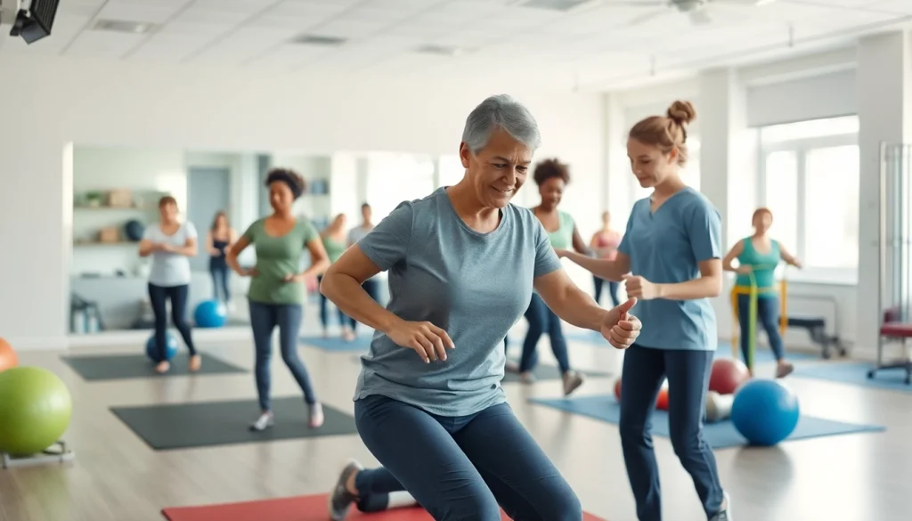 Engaging in exercises at Health in Motion Rehabilitation with professional guidance and supportive environment.