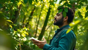 Engage with sustainability through storytelling at https://www.unsustainablemagazine.com in a serene forest setting.