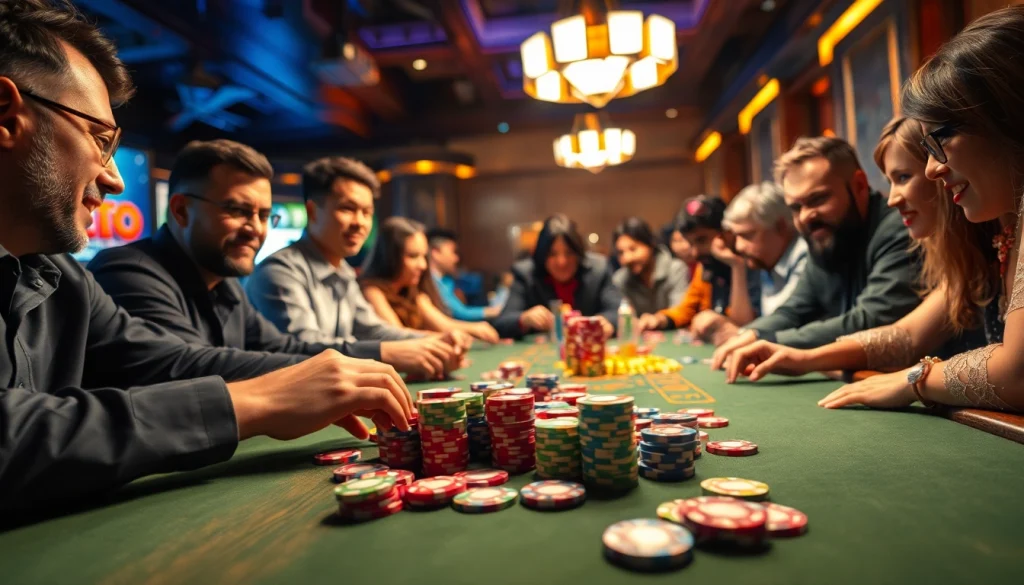 Menghadirkan suasana seru bandar toto dengan pemain penuh semangat di meja permainan.