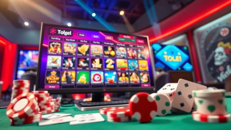 Bermain togel online dengan antarmuka permainan yang seru dan warna-warni, menampilkan suasana perjudian yang menarik.