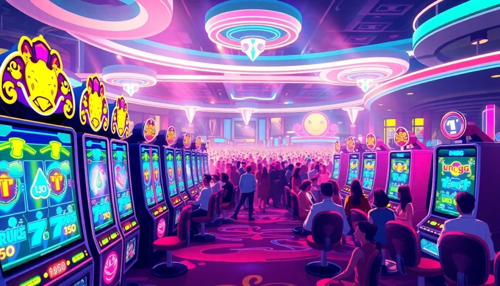 Rasakan keseruan dalam permainan Unogg slot game yang penuh warna dan kilauan lampu.