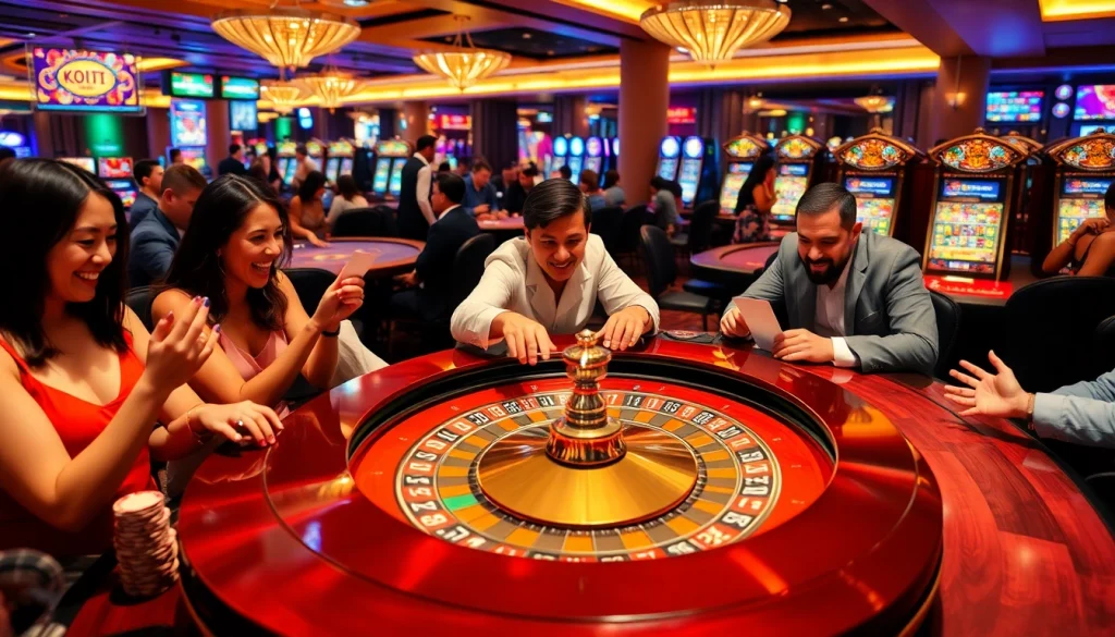 Hi88 players experiencing thrilling moments at an exciting roulette table.