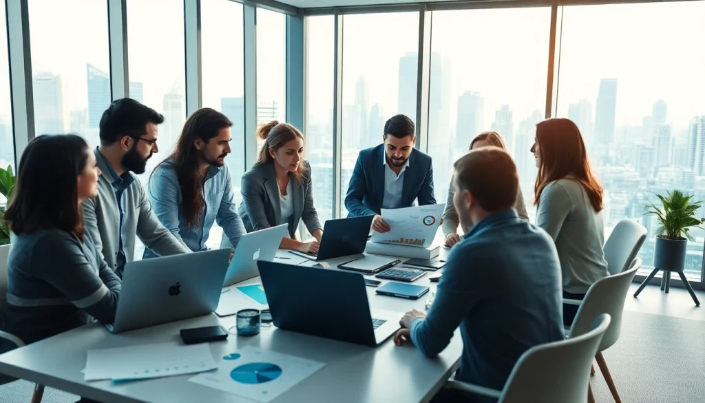 Collaborative team discussing whatsapp business api strategies in a modern office setting.