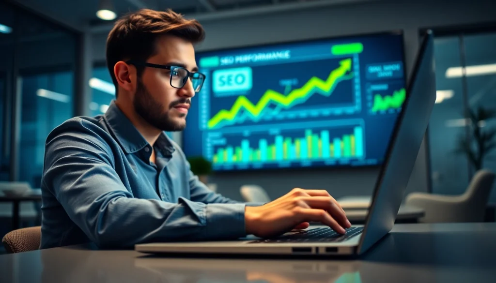 Analyze SEO Malaysia strategies with a consultant in a modern work space.