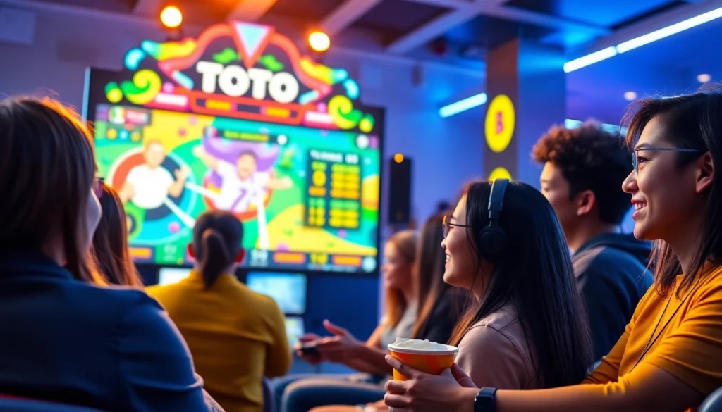 Menampilkan gamers yang bersaing dalam permainan toto resmi yang penuh semangat