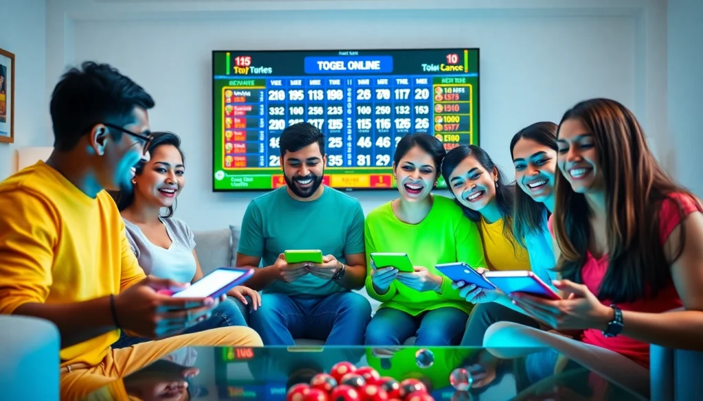 Bermain togel online dengan pengalaman seru di layar besar dan interaksi pemain bahagia.