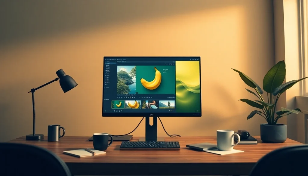 Creative workspace showcasing Nano Banana Pro software in a modern setting.