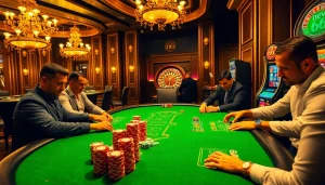 Thrilling poker action at the new 66 casino, with vibrant chips and excitement in the air.