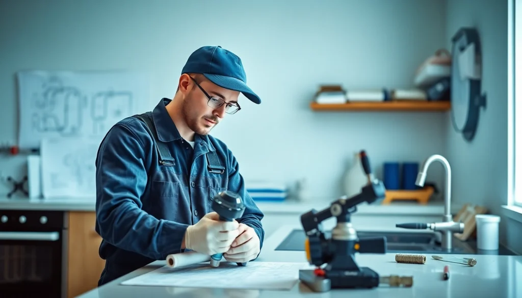 Showcase of a plumber at work for https://speedyservicestoday.com.au in a modern kitchen environment.