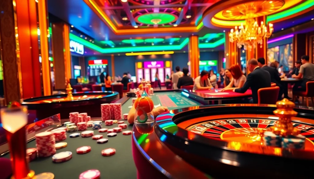 Experience the excitement of gambling at VN168 with vibrant casino tables and action-packed games.