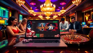 Thabet online gambling interface showcasing poker chips and roulette wheels.