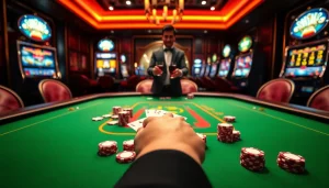 Engaging gameplay action at the Trang chủ S88VIP online casino, showcasing vibrant poker chips and luxurious table setting.