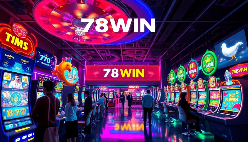 Dynamic scene of the 78WIN gaming portal featuring gaming options and vibrant atmosphere.