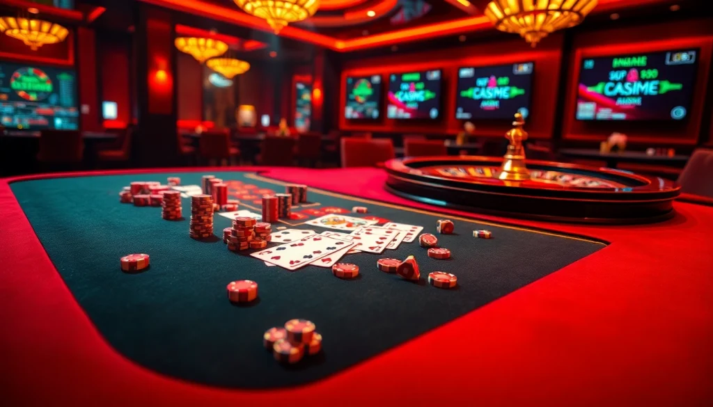 Experience the excitement of พอร์ทเกม F168 at a luxurious casino table with vibrant cards and chips.